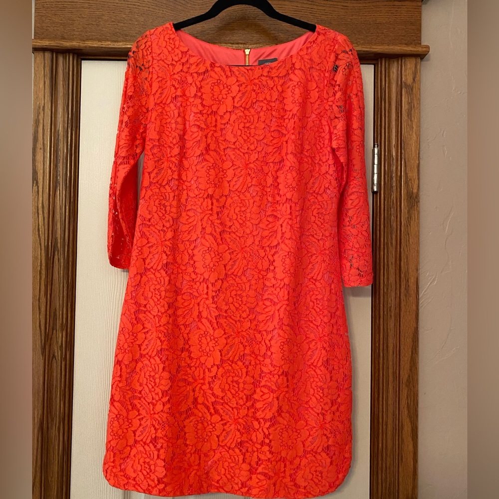 Vince Camuto Vibrant Coral Lace Dress Sz 6
